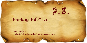Harkay Béla névjegykártya